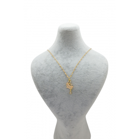 Ay Yıldız Detaylı Çelik Kolye