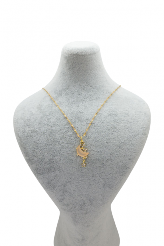 Ay Yıldız Detaylı Çelik Kolye