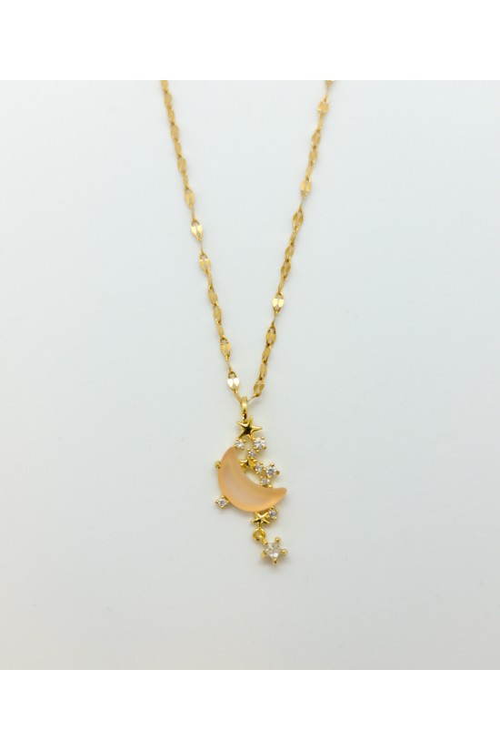 Ay Yıldız Detaylı Çelik Kolye