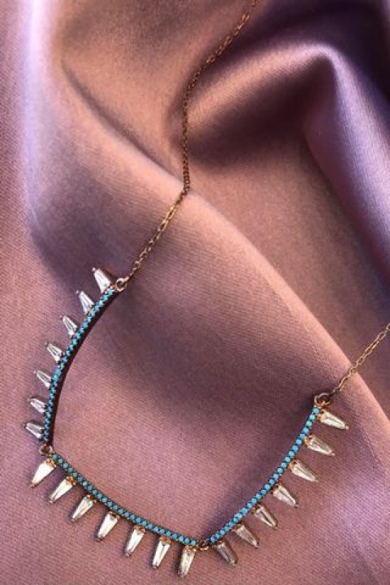 Baget Taşlı Turkuaz Kolye