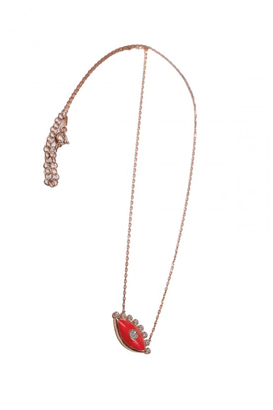 Kırmızı Mineli Göz Kolye