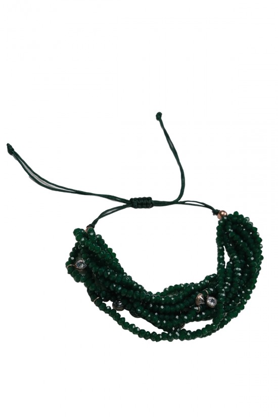 Yeşil Kristal Damla Taşlı Çoklu Bileklik